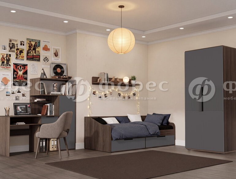 Спальня кровать ниагара 0,9 грей